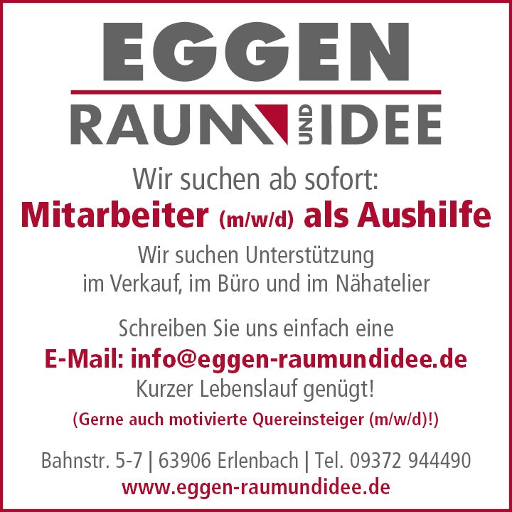 Anzeige für Aushilfe